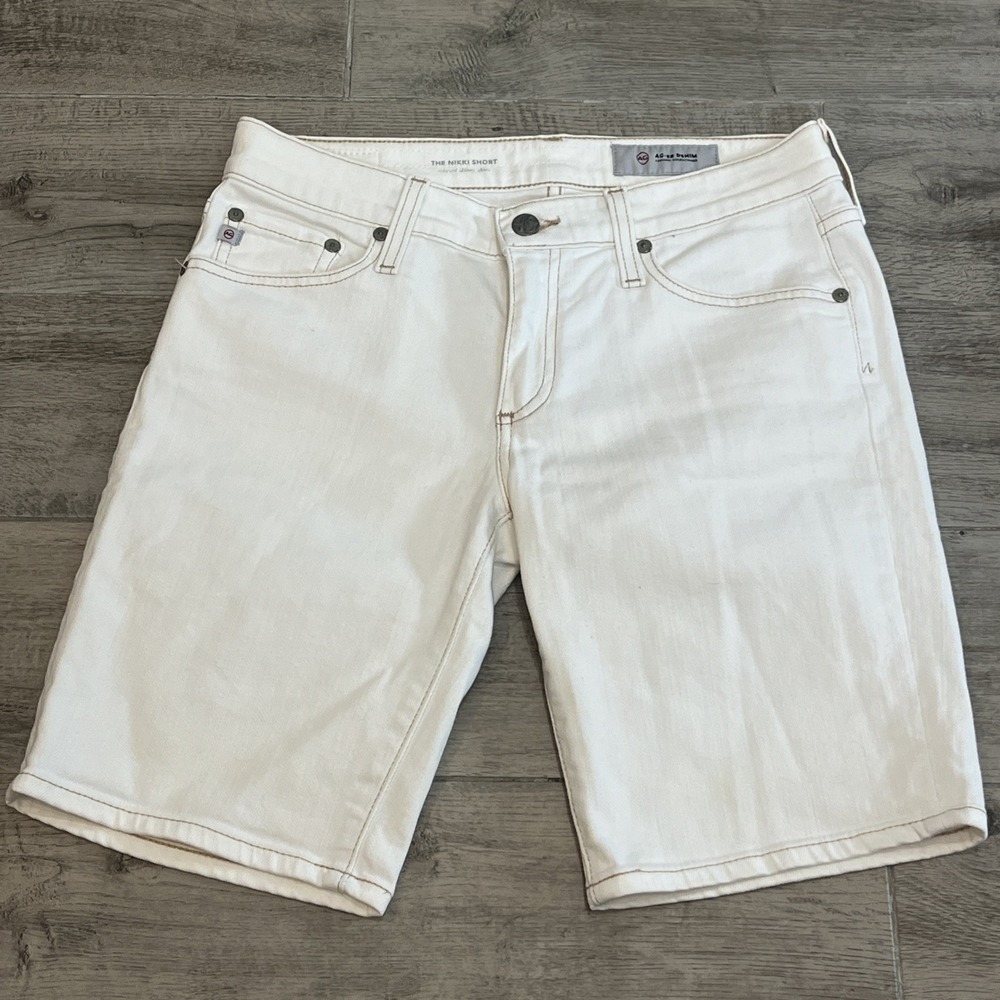 AG Adriano Goldschmied White Bermuda The Nikki Relaxed Skinny Short Jeans Sz 26